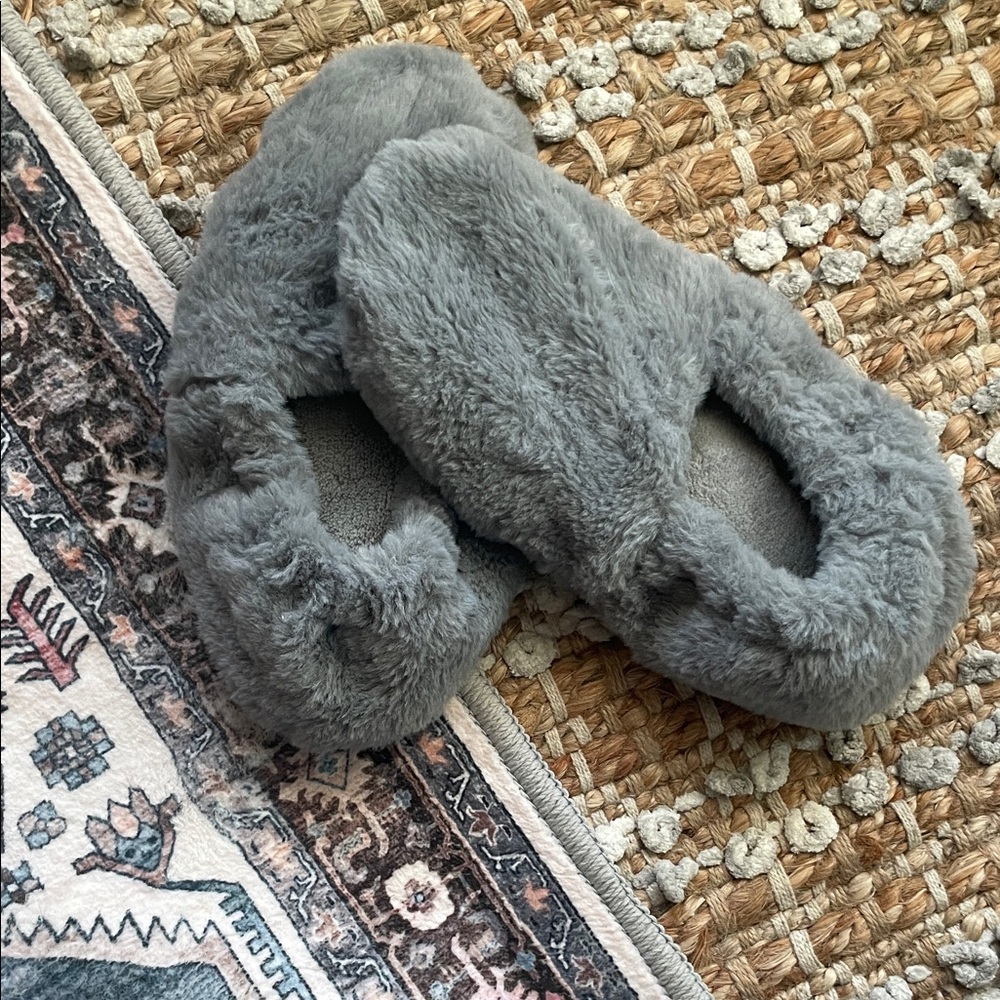 Cozy Gray Fuzzy Weighted Slippers